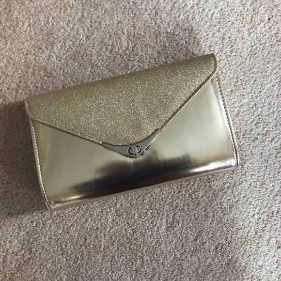 Handbags - Gold Sparkly Clutch Wallet  w Chain